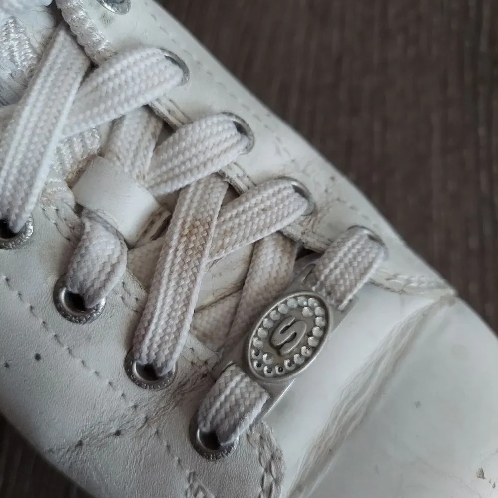 Vintage Y2K Skechers Chunky Platform Mules White Rhinestone Slip-on Sneaker 6